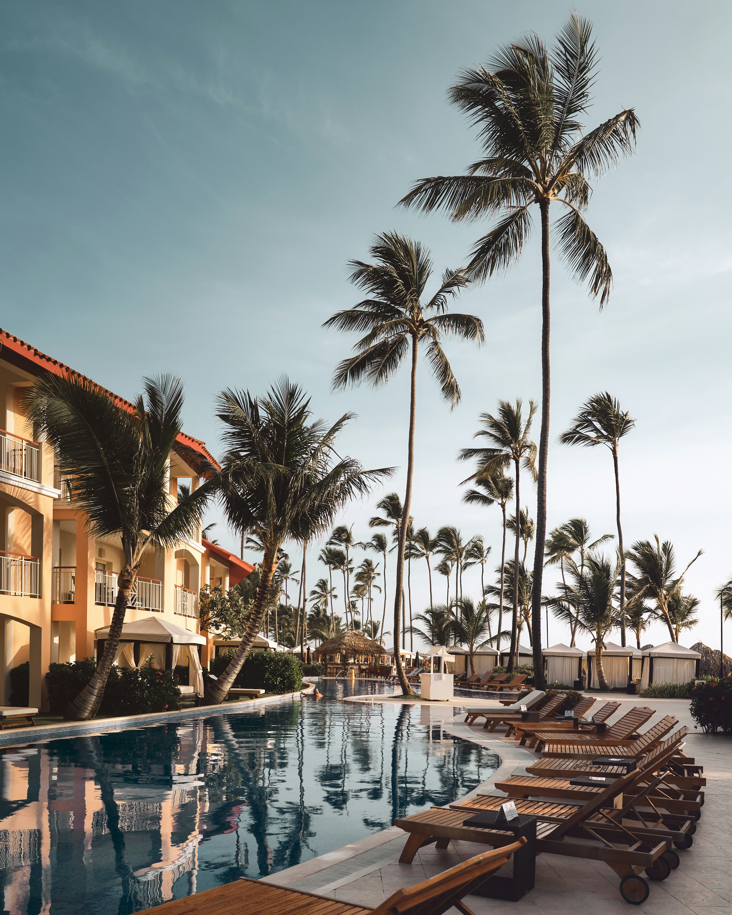 Resort pool and wellness cabanas
