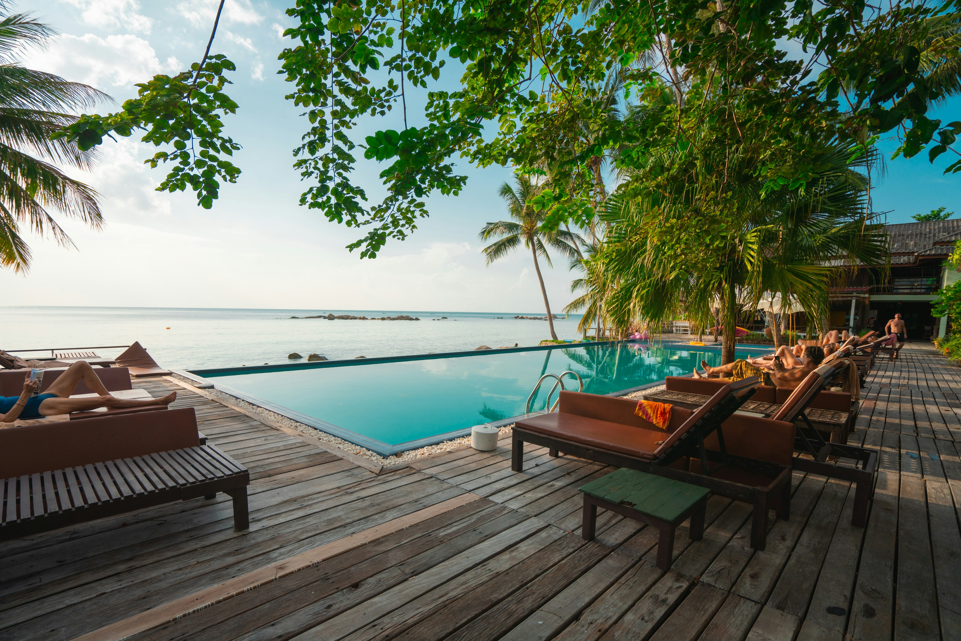 Hotel terrace and pool for evening lounge